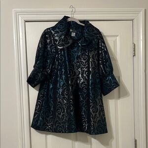 INC International Concepts Shimmering Black and Teal Jacket